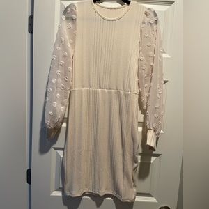 NWOT Crème Bishop Sleeve Crew Neck Sweater Dress